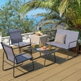 thumbnail image 3 of Costway Ensemble de Conversation Extérieur en Métal de 4 Pcs pour Patio, Table de Jardin, 3 of 10