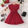 thumbnail image 4 of Splozh Robes Formelles Filles Robes Printemps Été Manches Volantées Coupe Trapèze avec Ceinture Poches Robe Décontractée de Fête pour Enfants Rouge, 4-5 Ans, 4 of 6