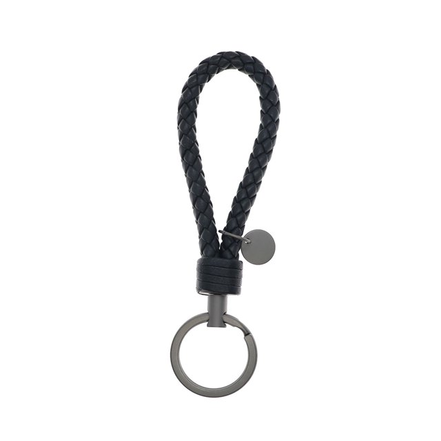 Leather Braided Woven Rope Keychain Lovely DIY Bag Hanging Pendant Exquisite Key Chain Car Keyring Holder Metal Jewelry for Men Black