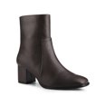 thumbnail image 1 of Unique Bargains Women's Square Toe Side Zipper Block Heel Ankle Boots Coffee (Size 8.5), 1 of 7
