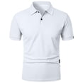thumbnail image 5 of HVOBTTY Mens Summer Soft Versatile Pullover Casual Fashion Solid Color Collared Short Sleeve Loose Breathable Daily Base Layer Tops White, XXL, 5 of 5