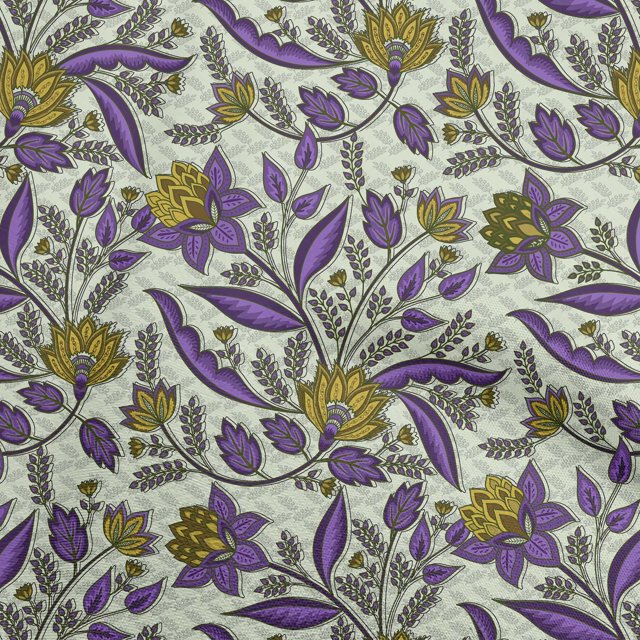 oneOone Silk Tabby Violet Fabric Asian Floral Craft Projects Decor Fabric Printed By The Yard 42 Inch Wide