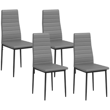 HOMCOM Chaises de Salle à Manger, Ensemble de 4, Chaises d'Appoint Rembourrées en Cuir PU, Dossier