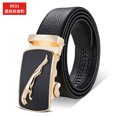 thumbnail image 1 of Volkmi Belt Wholesale Men's Scratch Resistant Hemming Microfiber Belt Men's Automatic Buckle Belt Lychee Pattern Belt 120cm_ Hemming Hollow Gold Leopard, 1 of 6