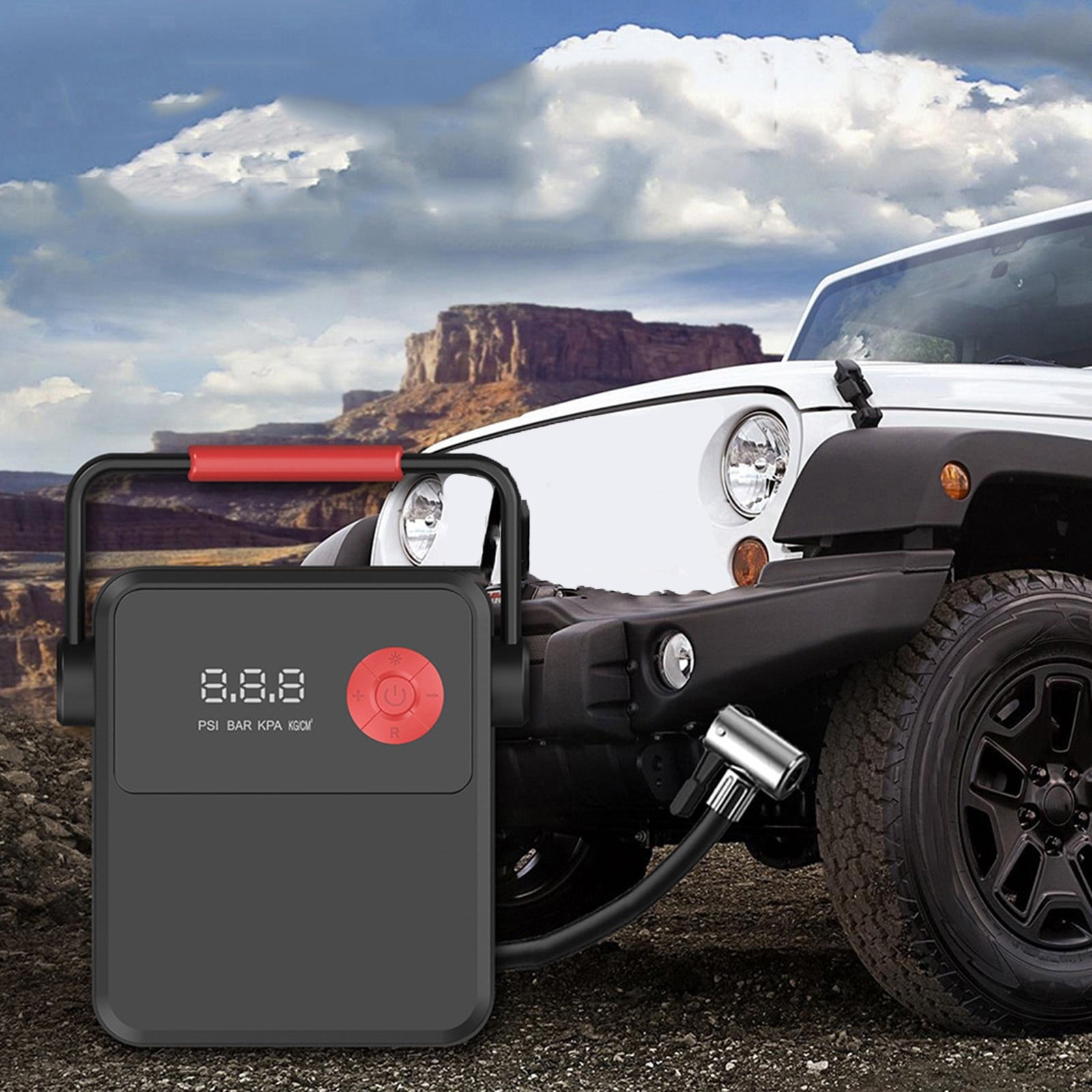 Car Tire Inflator, Portable Air Compressor with Digital Pressure Gauge, LED Light, 12V DC for Car Tire