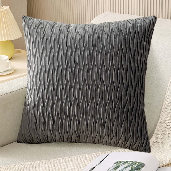 Cagogo under $5 Velvet Pleated Pillowcase, Solid Color Velvet Pillowcase, Quilted Sofa Cushion Cover, Headboard Back Support Pillow, Office Lumbar Cushion, Waist Protection Comfort