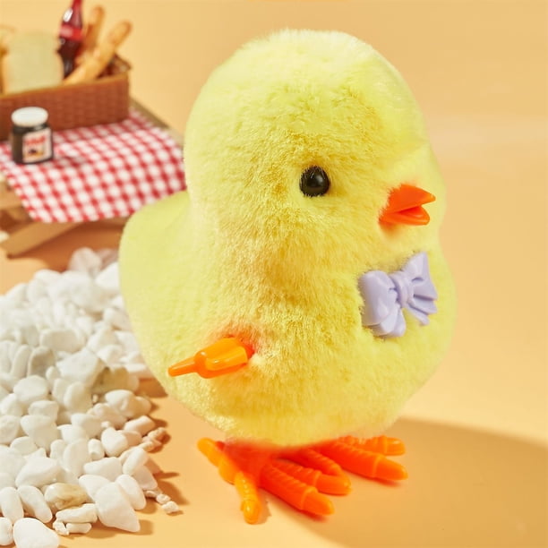 Ding Yongliang – 4 Poussins Sauteurs Mécaniques – Pâques – Peluche Douce – 10 Cm – Sans Piles