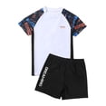 thumbnail image 1 of Toddler Swimsuit Boy Plus Size Pool Hot Spring Short Sleeve Printed Tops Swim Trunks Split Swimwear Set Baby Boy Bathing Suit White 160, 1 of 7
