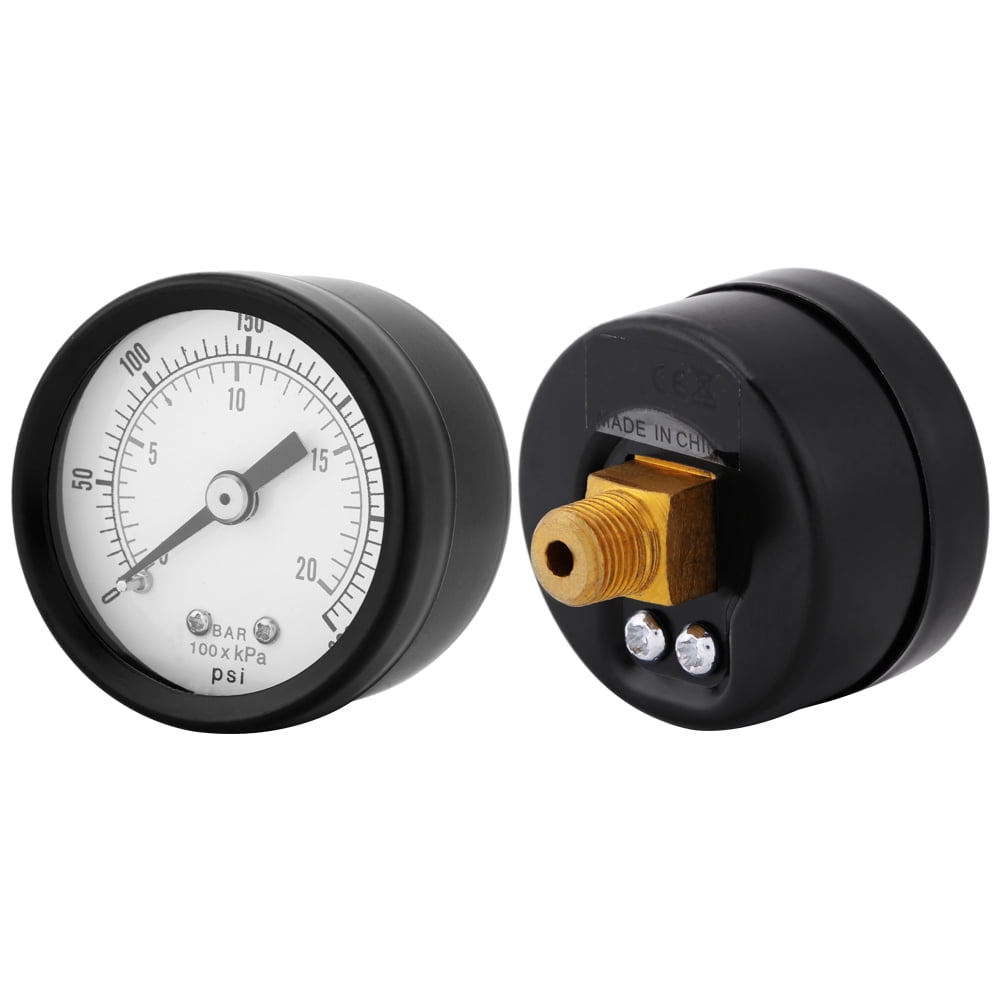 Akozon Mini Manometer – 0-20 Bar/300 Psi, 40 Mm, 1/8 BSPT, Voor Brandstof, Lucht, Olie En Water