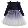 thumbnail image 1 of XDZJLR Girl Dresses Spring Long Sleeved Mesh Princess Tutu Pleated Solid Color Casual Dress, 1 of 5
