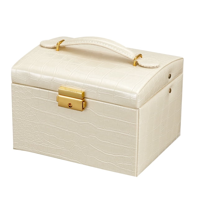 Mefallenssiah Women'S Jewelry Box Storage Box Leather Jewelry Storage Box with Lock Three-Layer Jewelry Box