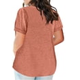 thumbnail image 4 of Womens T Shirts Plus Size Color Block Gradient Print V Neck Shirt Short Sleeve Blouse T-Shirt Femme Coffee M, 4 of 7