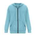 thumbnail image 4 of TIMIFIS Chandail à Capuchon à Manches Longues pour Femmes, Veste de Survêtement Zippée avec Poches - Bleu Pâle - Sfall, 4 of 5