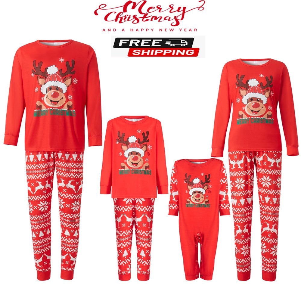 EIMELI Christmas Pajamas for Family Gingerbread Man Print