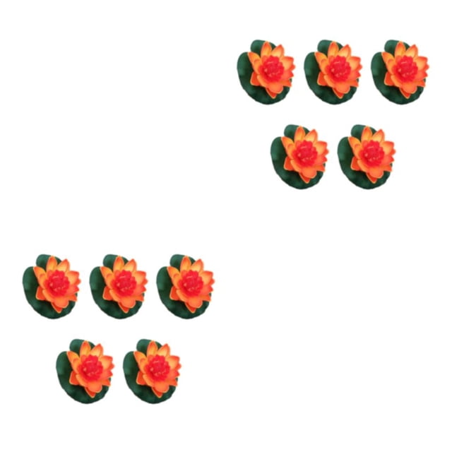 Maytalsory 5pcs Artificial Float Lotus Flowers Elegant Low Maintenance Realistic Appearance sunset red 2Set
