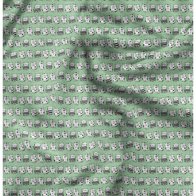 Soimoi Rayon Fabric Cat Animal Print Fabric by The Yard 56 Inch Wide