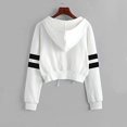 thumbnail image 3 of ORUYROP Sweat à Capuche Court à Manches Longues Zippé Rayé pour Femmes, Veste Décontractée à Cordon de Serrage, 3 of 4