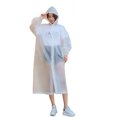 thumbnail image 1 of EVA Raincoat Non Disposable Outdoor Travel Portable for Adults 150g 18 Silk Frosted Extra Thick White Drawstring Type, 1 of 1