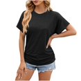 thumbnail image 3 of Timegard Tops for Women Short Sleeve Crew Neck Button Side Ruched Comfy Casual Loose Shirts Top Blouse, 3 of 4
