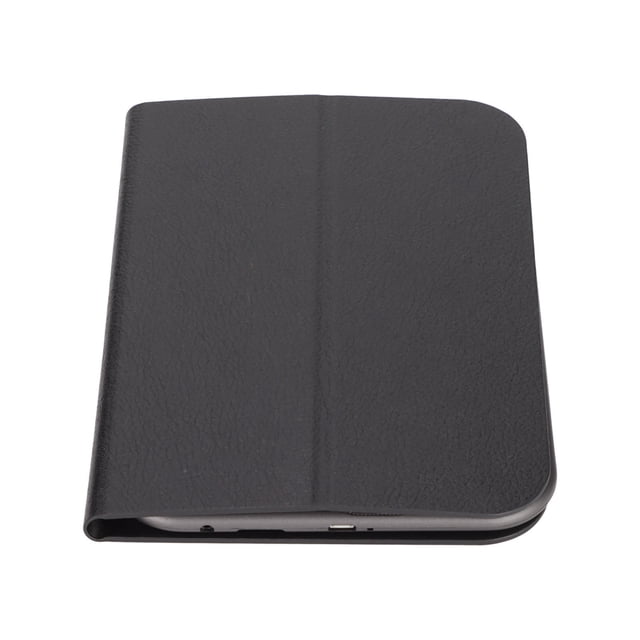6in HD Ereader with an ink screen and 800x600 resolution, designed for eye protection. The device is shown closed with its included black protective case, featuring a textured finish. It supports multiple file formats, has a built-in 2500mAh battery, and includes accessories like headphones, a protective film, and a data cable.