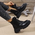 thumbnail image 4 of Bottes d'Hiver pour Femmes Doublées de Velours, Tige Courte, Unies, Bout Rond, Fermeture Éclair Latérale, à Lacets, Talon Épais, 4 of 9