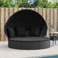 thumbnail image 1 of vidaXL Outdoor Lounge Bed with Canopy and Cushions Black Poly Rattan, 1 of 5
