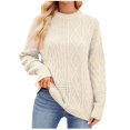 thumbnail image 2 of Dvkptbk Chandails pour Femmes Chandail d'Hiver Uni à Col Rond Manches Longues Tricoté Ample Vêtements en Liquidation, 2 of 4