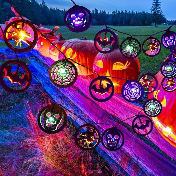 Guirlande Lumineuse d'Halloween 9,85 Pi 20 DEL Étanche en Bois, Guirlande Féérique d'Halloween pour Jardin et Terrasse
