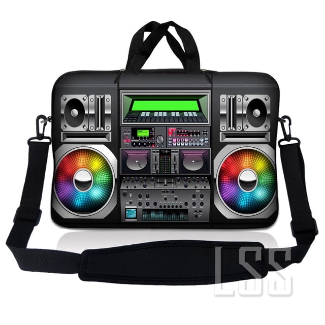 Laptop Skin Shop 8-10.2 inch Neoprene Laptop Sleeve Bag Carrying Case with Handle and Adjustable Shoulder Strap - Boom Box Design