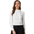 thumbnail image 1 of INSPIRE CHIC Blouse de Bureau pour Femmes à Carreaux avec Nœud Papillon au Cou, 1 of 6