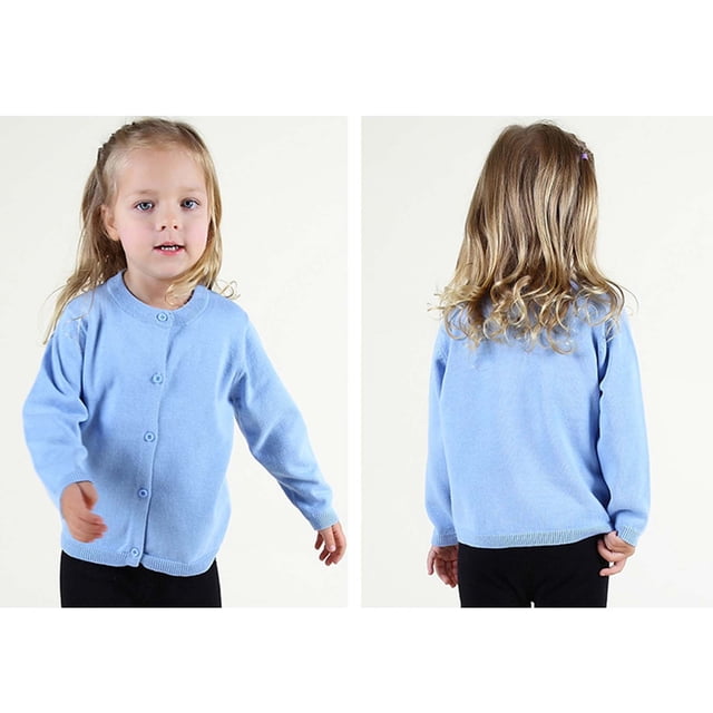 Toddler Candy Color Cardigan , Solid Color Winter Sweater For Boys/Girls ,0,3 Years, Super Soft, Light Blue 5 Years