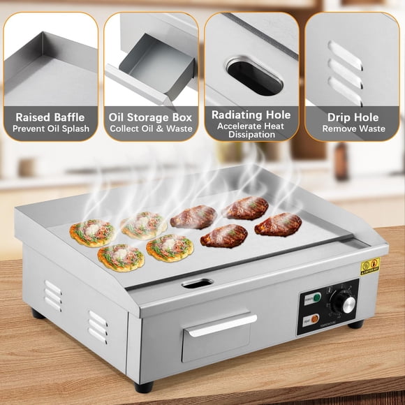 Kojooin 21" Stainless Steel Electric Griddle, 1500W Countertop Griddle with Non-Stick Adjustable Temperature Control 122°F-572°F, Electric Grill Perfect for Indoor Cooking