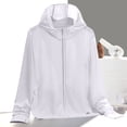 thumbnail image 1 of WRKEKC Summer Reflective UPF 50+ Hooded Jacket Lightweight Breathable Solid Color Night Running Essential for Women White 3XL, 1 of 2