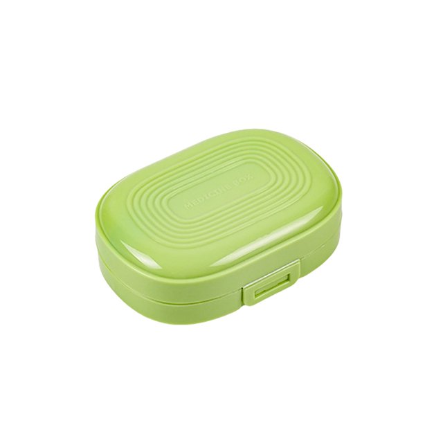 Green Plastic Pill Organizer Box 7 Grid Green Moisture Proof Portable Travel Case For Pills Small Items