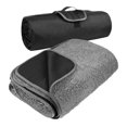 thumbnail image 1 of Fleece Stadium Waterproof Stadium Blanket  51”x 59”  Red-Black Plaid, 1 of 7