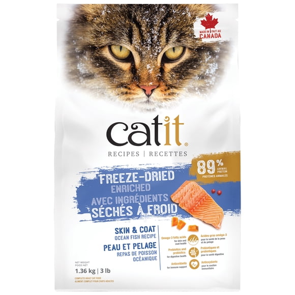 Catit Recipes Freeze-Dried Enriched Skin & Coat, Ocean Fish Recipe Dry Cat Food, 1.36kg (3lb)