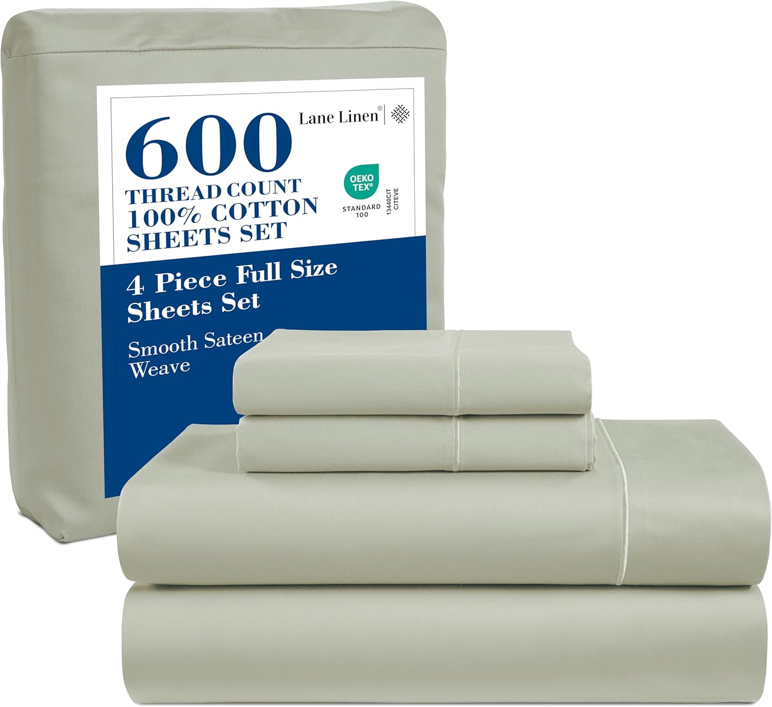 Draps en Coton Ultra Doux Ensemble de Draps Double Ensemble Pc Nombre de Fils Satin Literie Draps à Poches Profondes Draps Rafraîchissants Draps Format Double Ensemble de Lit Respirant ()