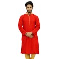 thumbnail image 2 of Atasi Chemise Longue Rouge à Col de Bande en Dupion pour Hommes Vêtements Ethniques-TTTG, 2 of 7