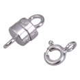 thumbnail image 1 of 2pcs Sterling Silver Gold-plated Magnetic Clasp and Spring Ring Clasp Magnetic Fastener Connection Clasp for DIY Handmade Accessories Jewelry Necklace Bracelet Anklets (Silver), 1 of 8