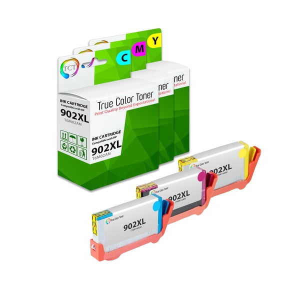 TCT 902XL Color Ink Cartridge 3 Pack - Compatible Replacement for HP 902XL 902 XL Works With HP OfficeJet 6950 6954 Pro 6960 6968 6970 6975 6978 6979 Printers (T6M02AN T6M06AN T6M10AN)