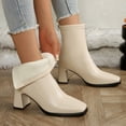 thumbnail image 4 of Birdeem Women's Winter Boots, Casual Comfortable, Solid Color, Square Toe, Rear Zipper, High Heel Ankle Boots, Women's Winter Boots, Women's Boots Ankle, 4 of 7