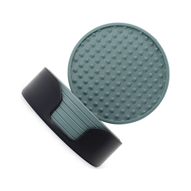 tredstone Portable Silicone Drink Coasters With Holder Convenient And Durable Accessory Convenient Misty Blue