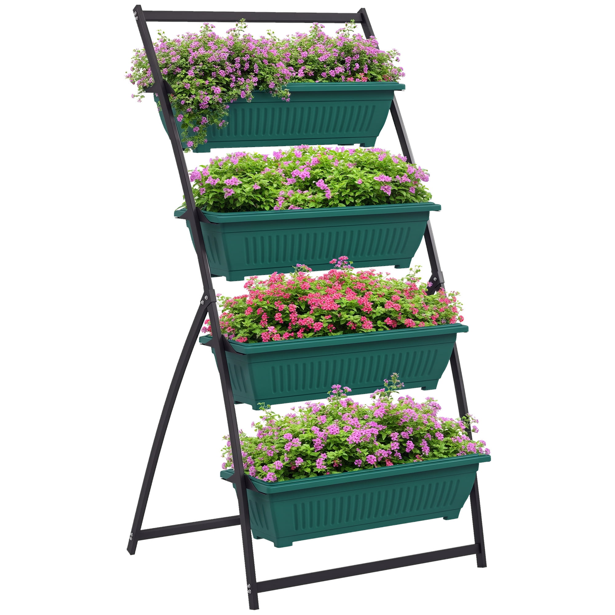 Outsunny Outdoor 4-Tier Raised Garden Bed with 4 Planter Boxes, Green