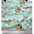 thumbnail image 1 of Soimoi Tissu en Poly Georgette Imprimé Oiseaux et Animaux 1 Yard 52 Pouces de Large, 1 of 3
