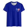 thumbnail image 1 of Hauts de Printemps pour Femmes Jour de l'Indépendance Drapeau Col Rond Imprimé Lettre Manches Courtes Hauts Chemises pour Femmes Bleu S, 1 of 4
