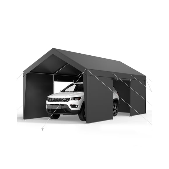 VEVOR Carport Car Canopy 10x20FT Heavy Duty Outdoor Car Shelter with Sidewalls Grey