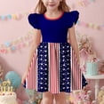 thumbnail image 4 of QTBIUQ Robe d'Été pour Fille, Imprimé de la Fête de l'Indépendance, Col Rond, Patchwork, Petite Manche Courte, Taille Courte, Vacances, Fête, Jeu, Décontractée, Cintrée, Polyvalente, Ensemble Quotidien, Style Mignon et à la Mode (Bleu, 13 Ans), 4 of 6