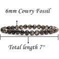 thumbnail image 2 of Bracelet Extensible Unisexe en Perles Rondes 6 mm avec Pierre Précieuse Fossile de Cauri Naturel, 2 of 4