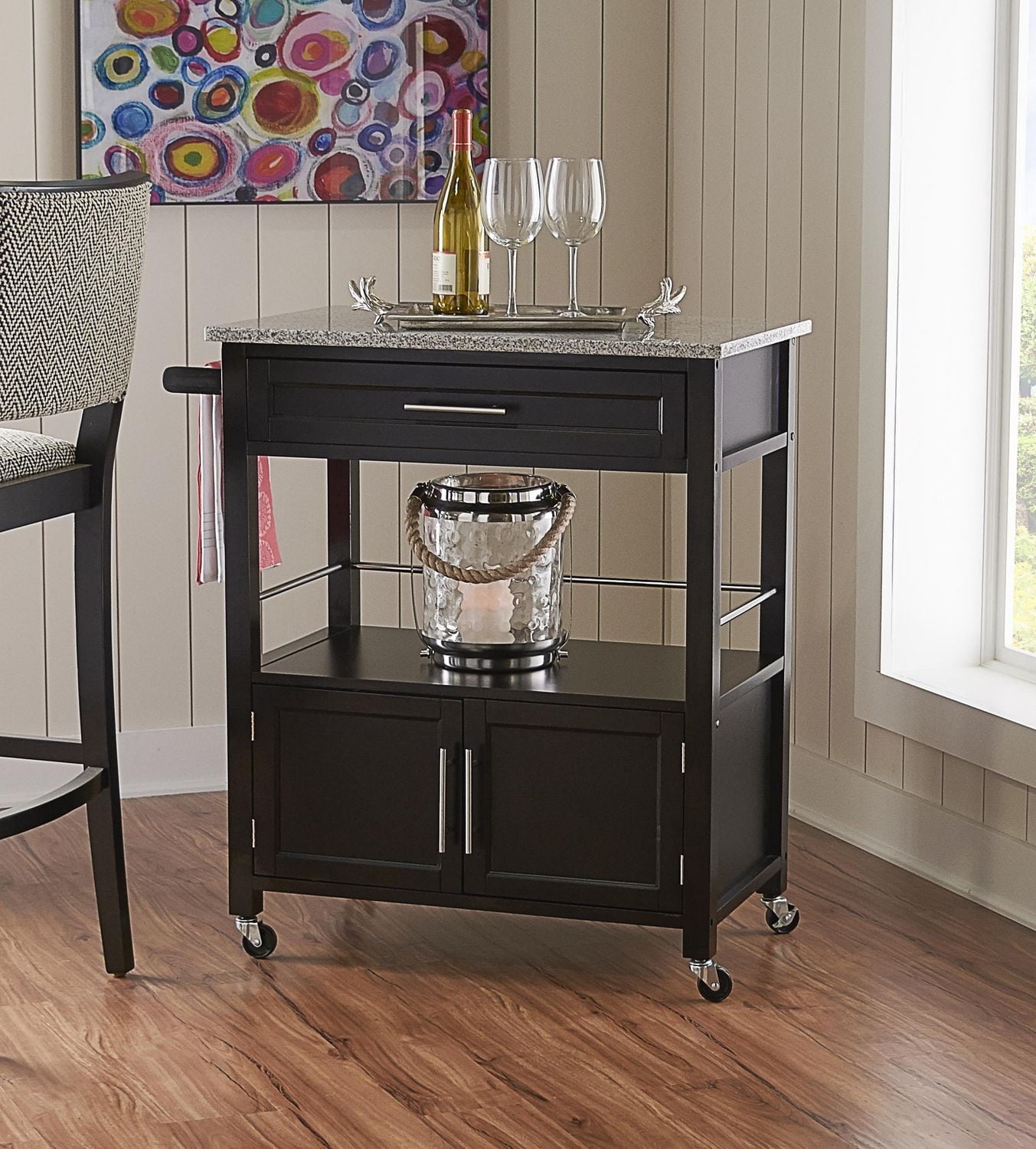 Alders Black Kitchen Cart