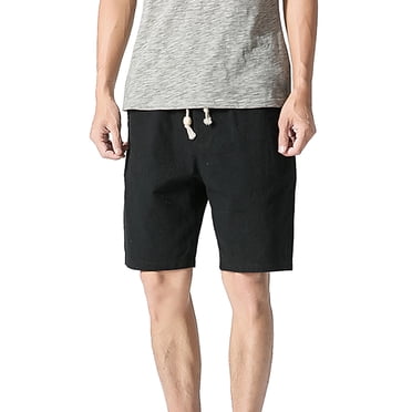 Pisexur Mens Swim Trunks Loose Solid Swim Shorts Summer Cotton Hemp Casual Capris Large Men's Beach Trunks with Mesh Liner